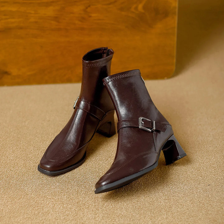 Brown Block-Heel Ankle Boots pair product view