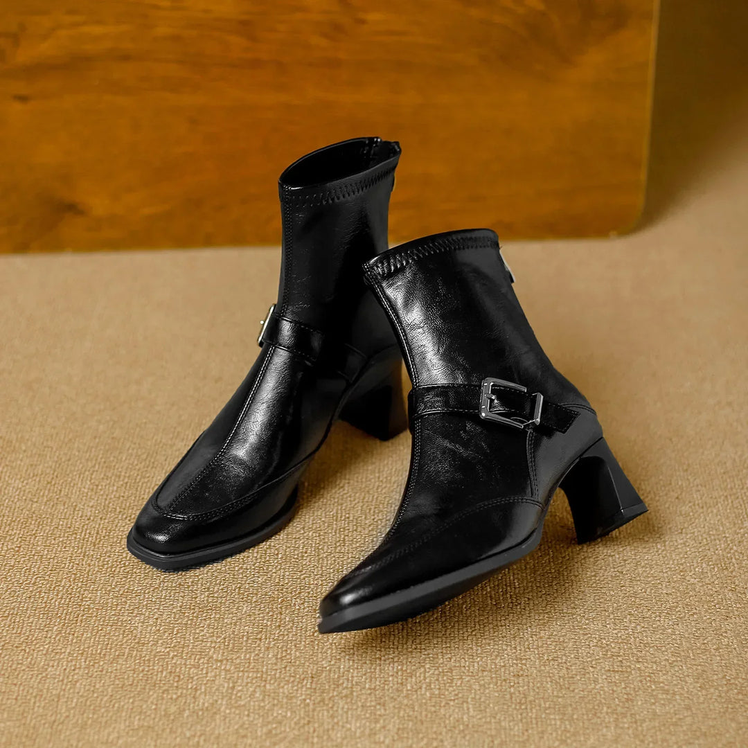 Black Block-Heel Ankle Boots pair product view