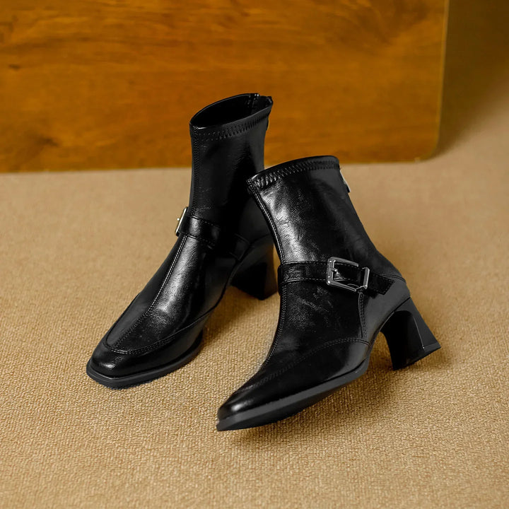Black Block-Heel Ankle Boots pair product view