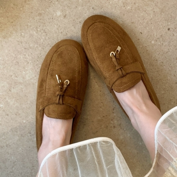 Brown Bow-Front Slip-On Loafers pair view
