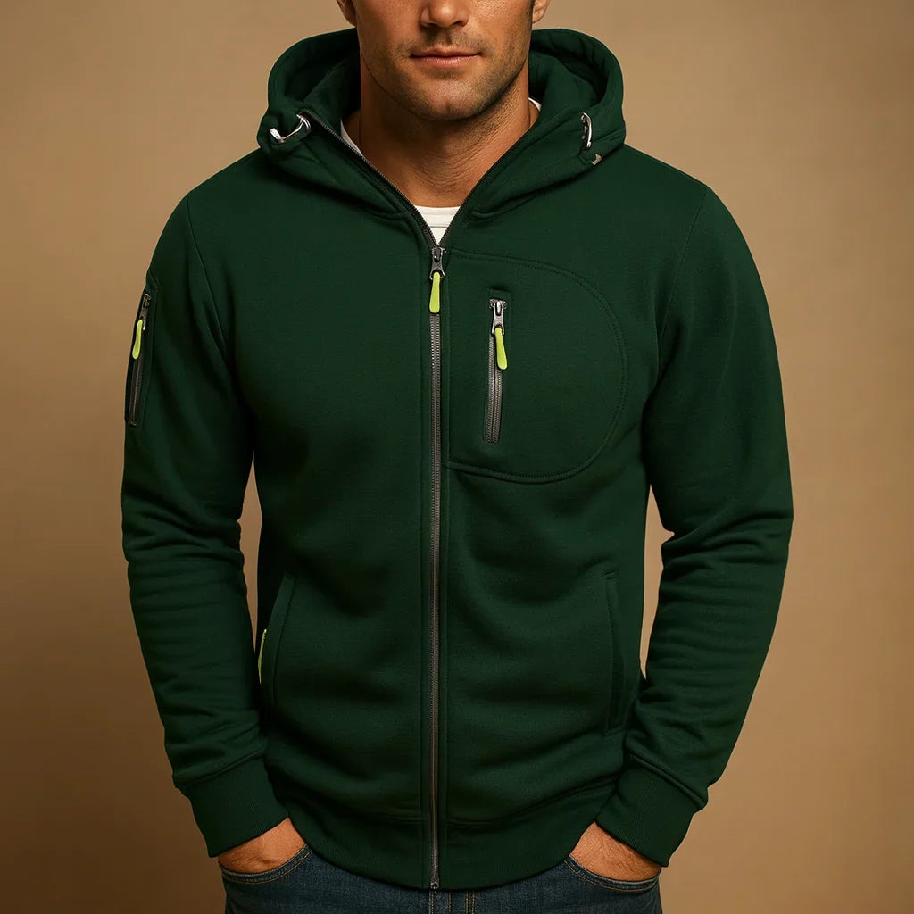 Green Full-Zip Hoodie front view