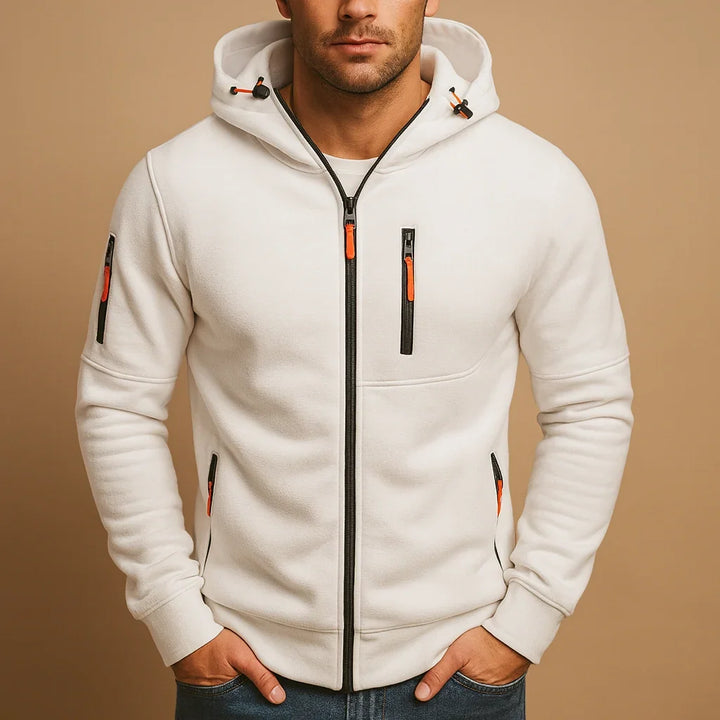 White Full-Zip Hoodie front view