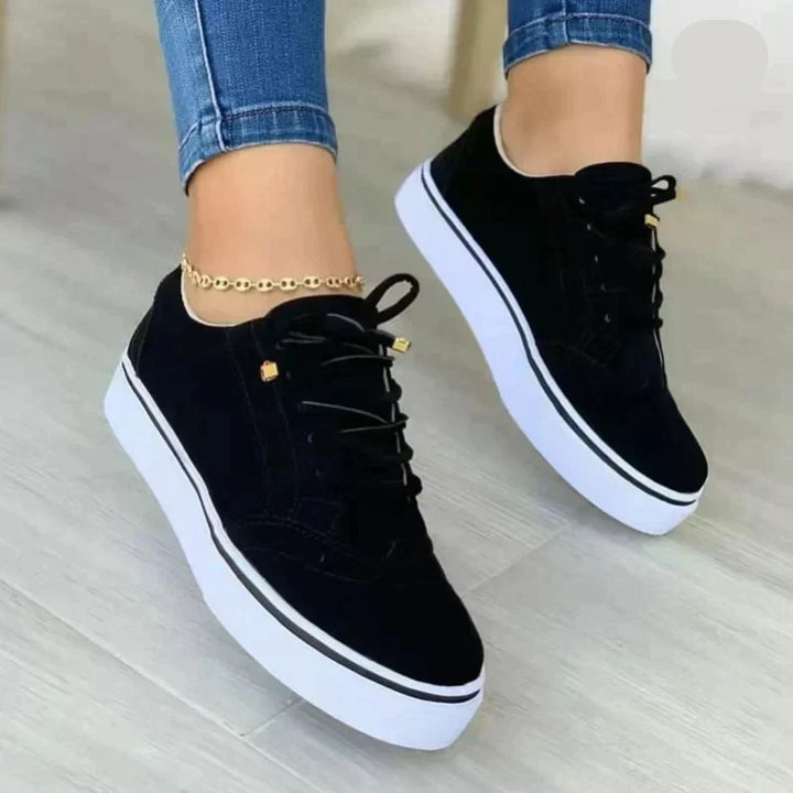 Black Brogue Platform Sneakers worn front view