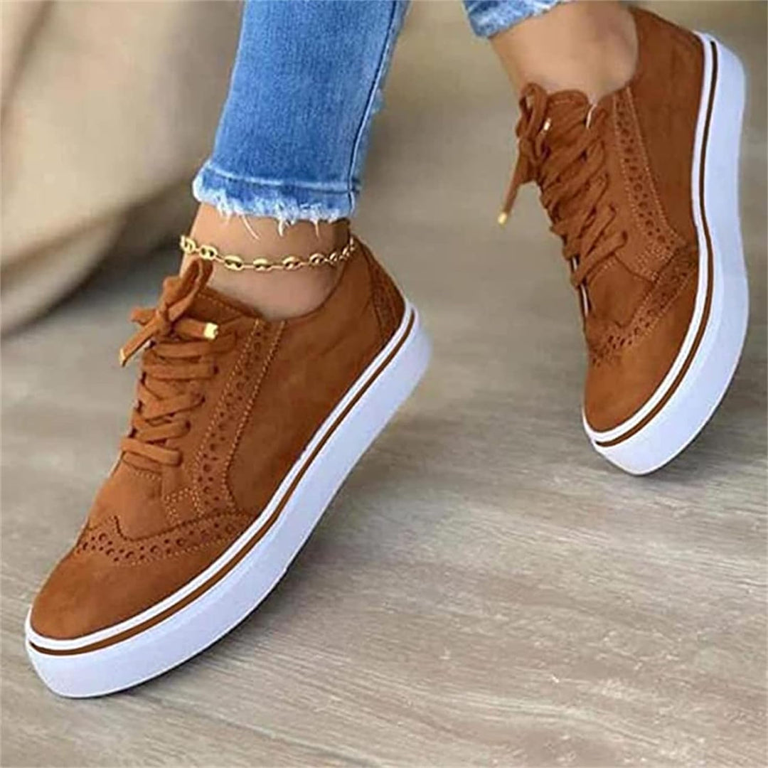 Brown Brogue Platform Sneakers worn side view
