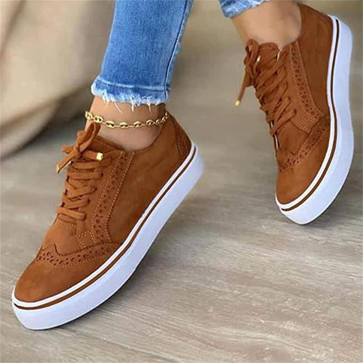 Brown Brogue Platform Sneakers worn side view