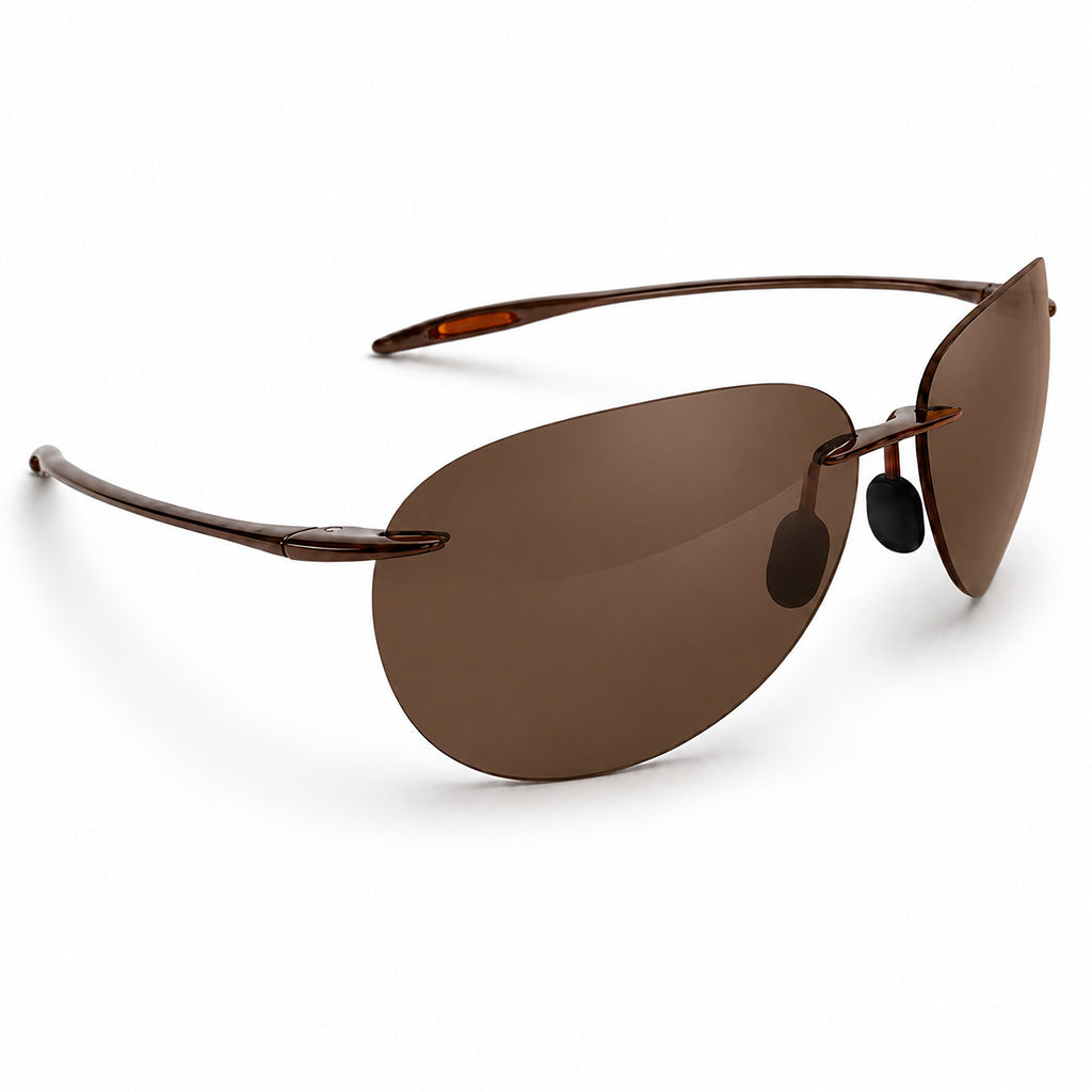 Brown Vintage Rimless Aviator Sunglasses front view