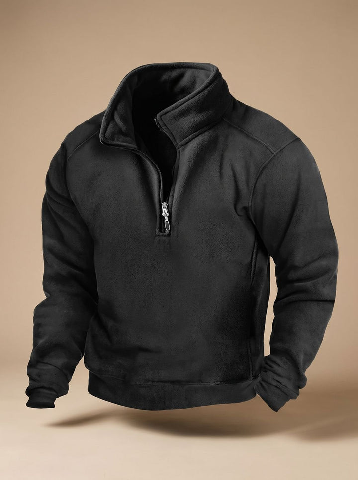 Black Brushed Quarter Zip Sweatshirt
