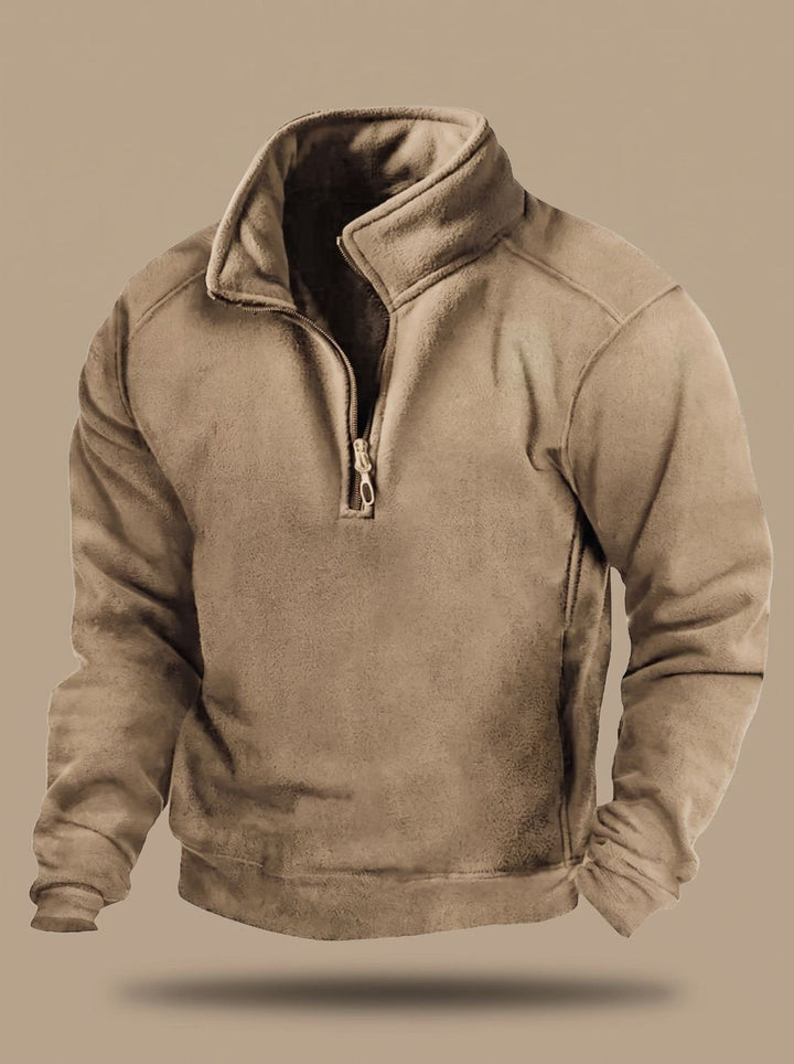 Khaki Brushed Quarter Zip Sweatshirt