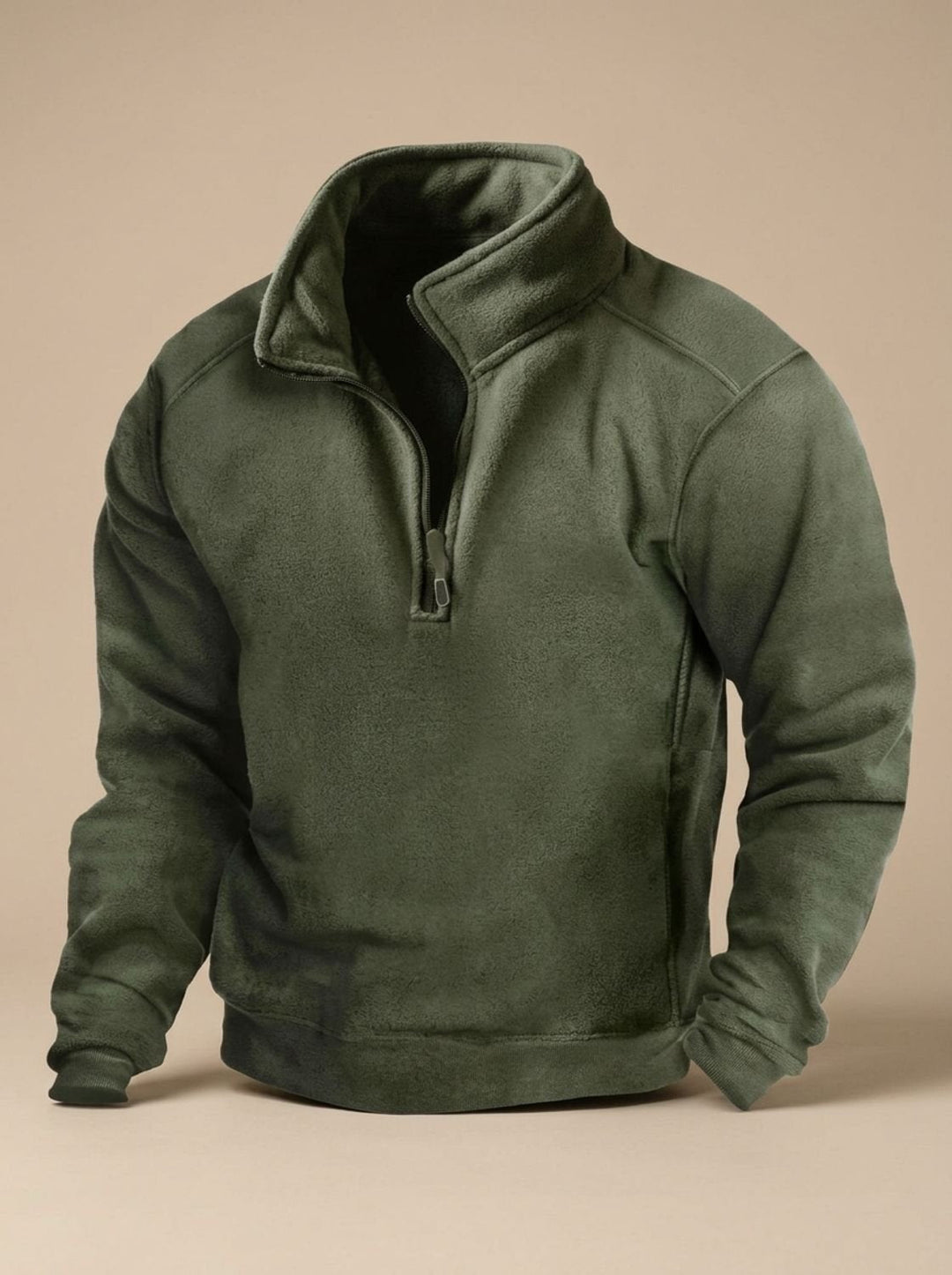 Green Brushed Quarter Zip Sweatshirt