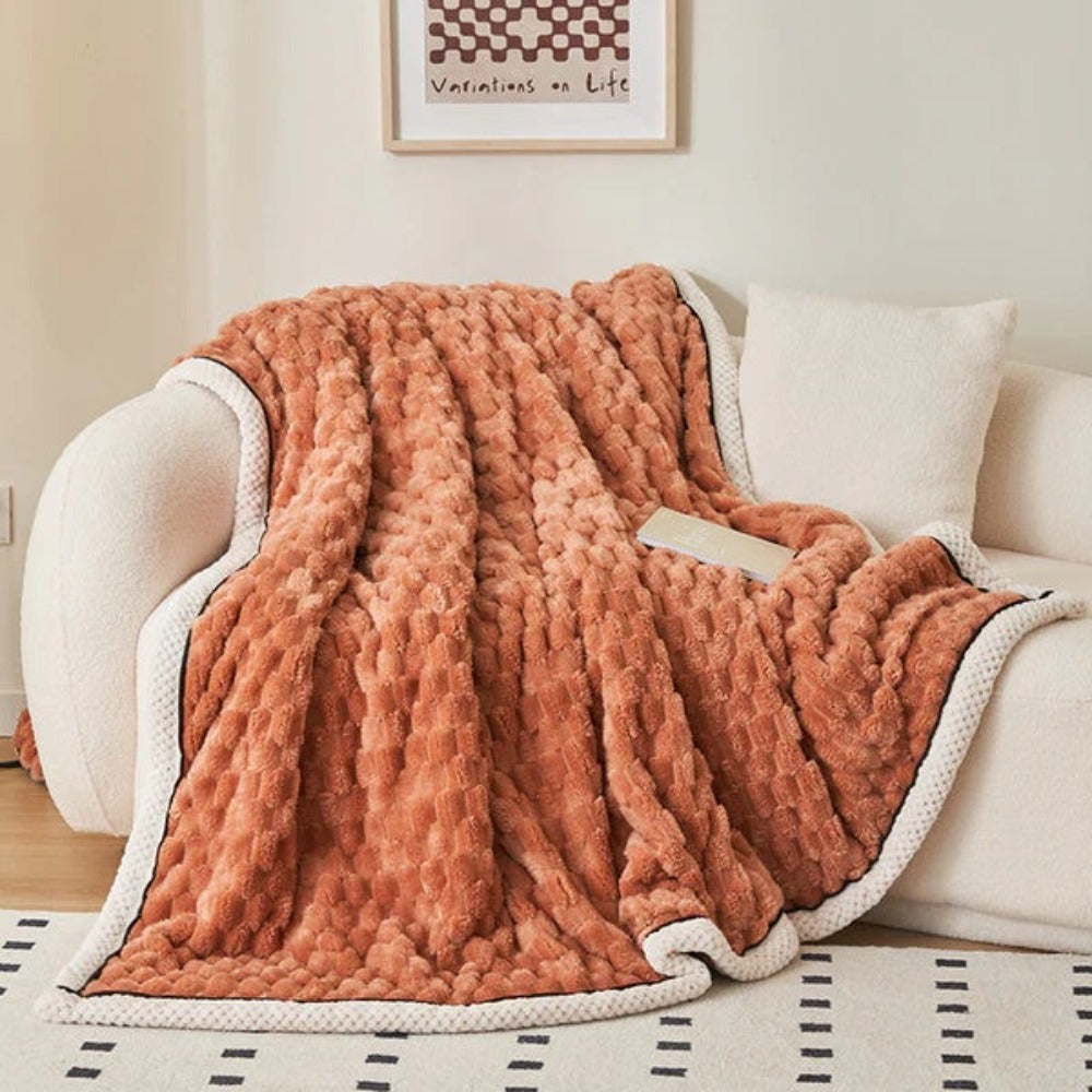 Ivory Cream Bubble Sherpa Fleece Throw Blanket main view