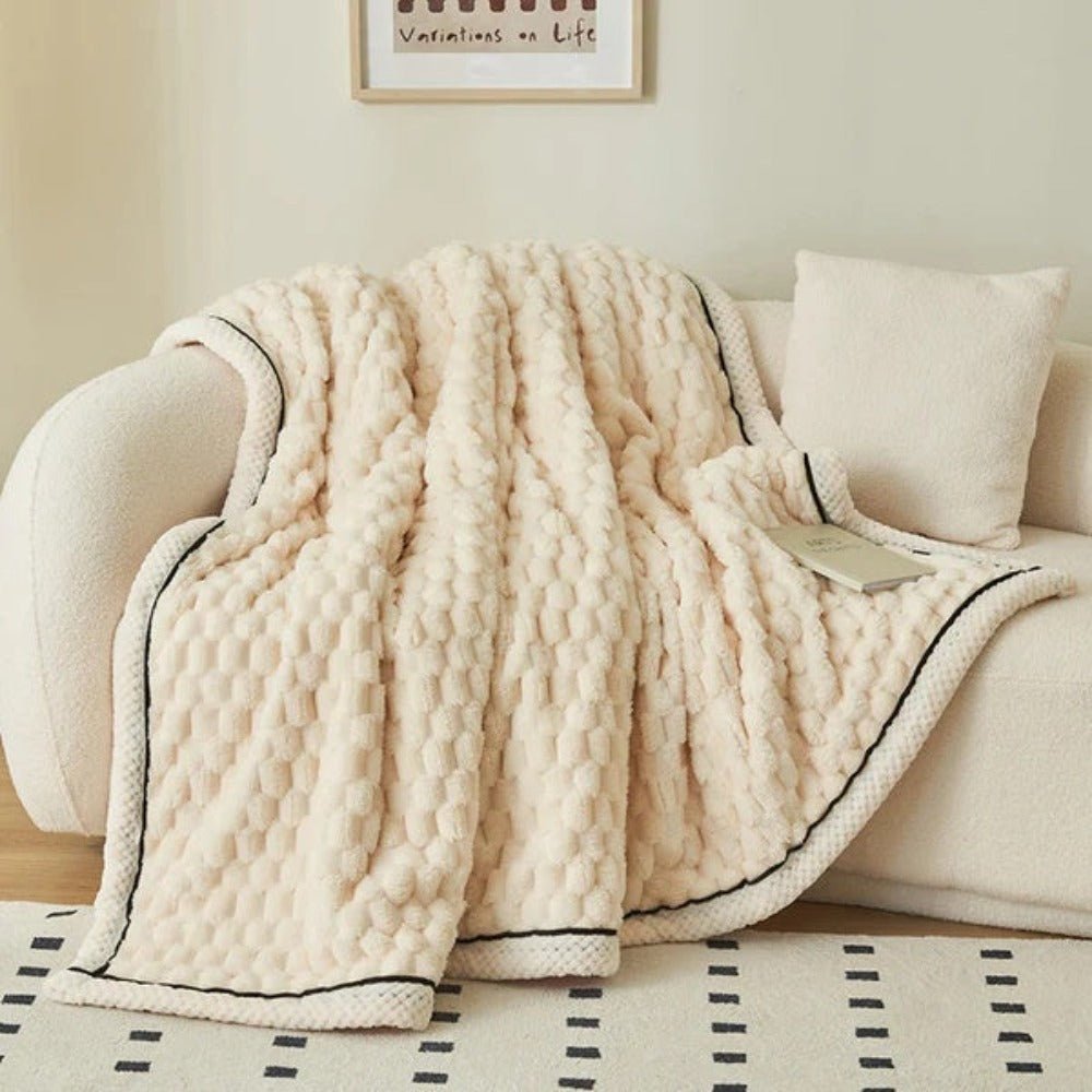 Cream Ivory Bubble Sherpa Throw Blanket product view 6