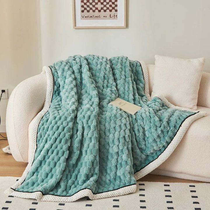 Cream Ivory Bubble Sherpa Throw Blanket bubble texture detail