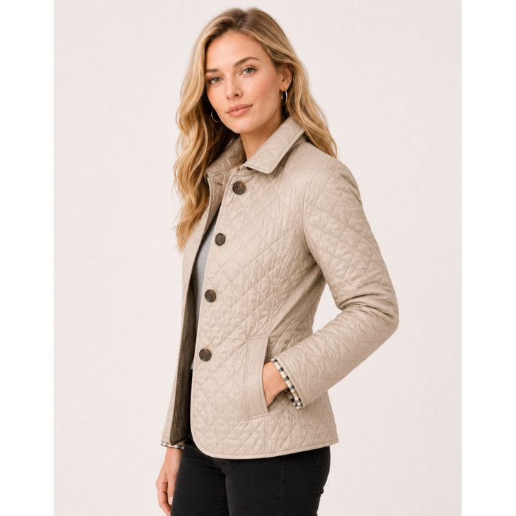 Button-Front Quilted Jacket side view