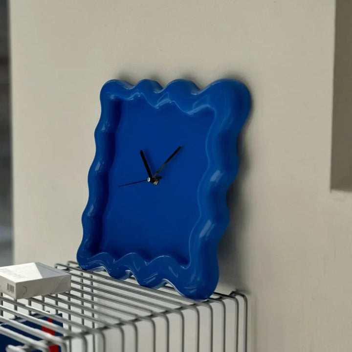 Cream Glossy Melamine Squiggle Wall Clock