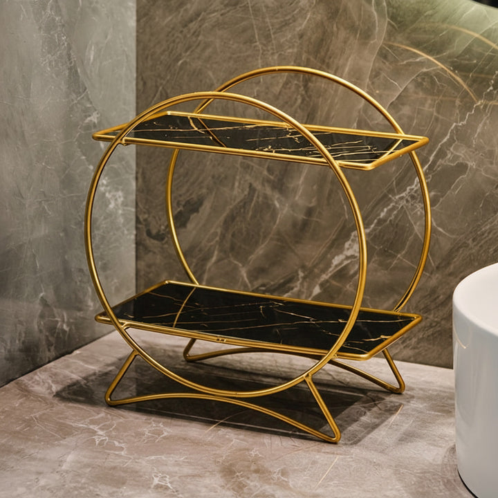 Cat Ear Metal Bathroom Organizer gold frame detail