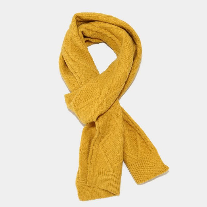 Yellow Cable Knit Scarf front view