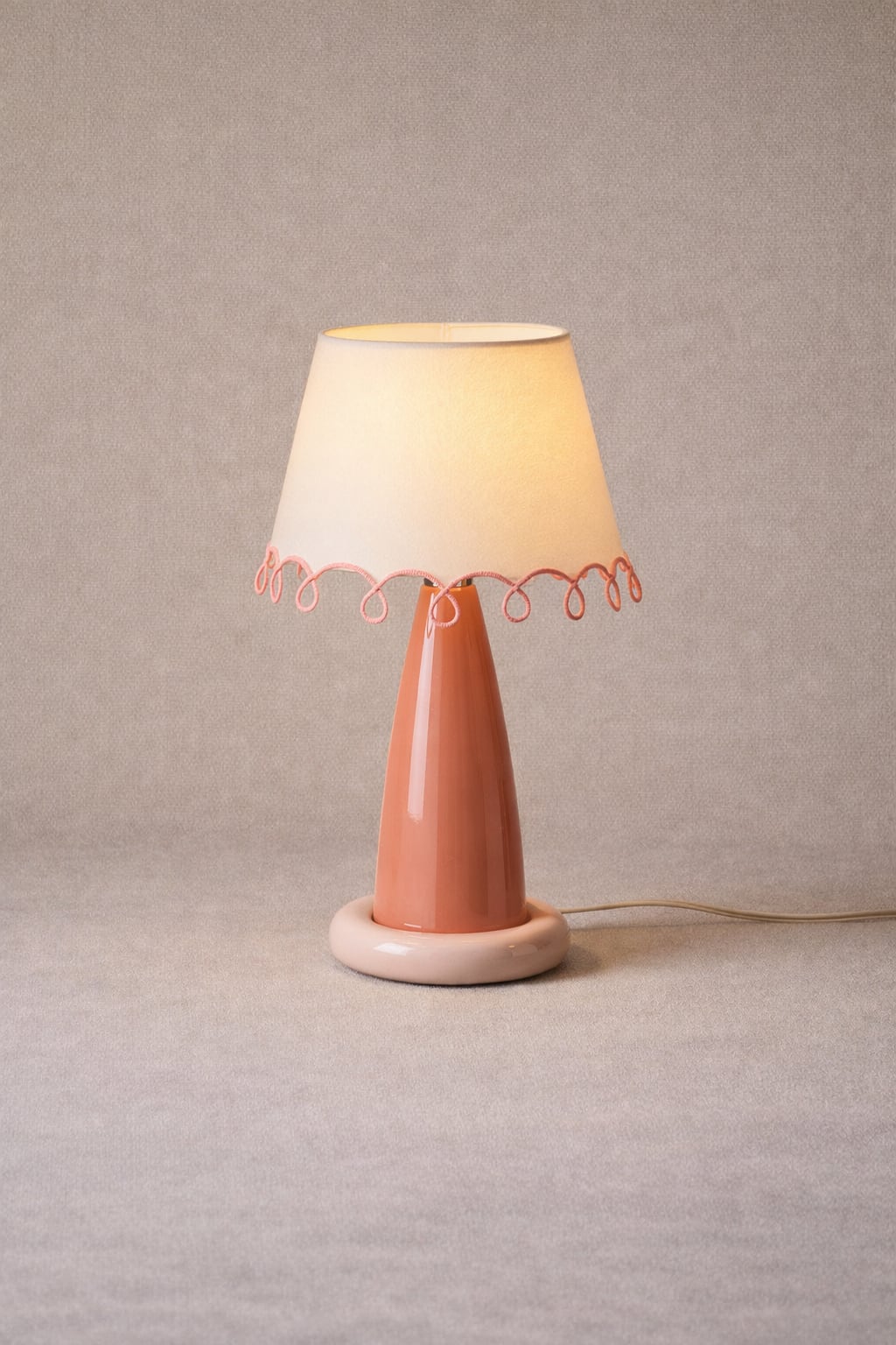 Coral Pink Candy-Shape Resin Table Lamp front view
