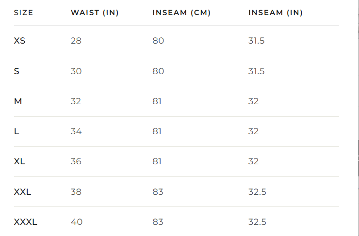Size Chart