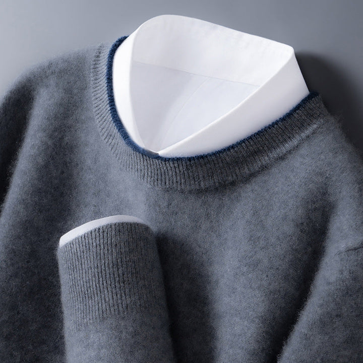 Cashmere Crewneck Sweater with Contrast Trim front view