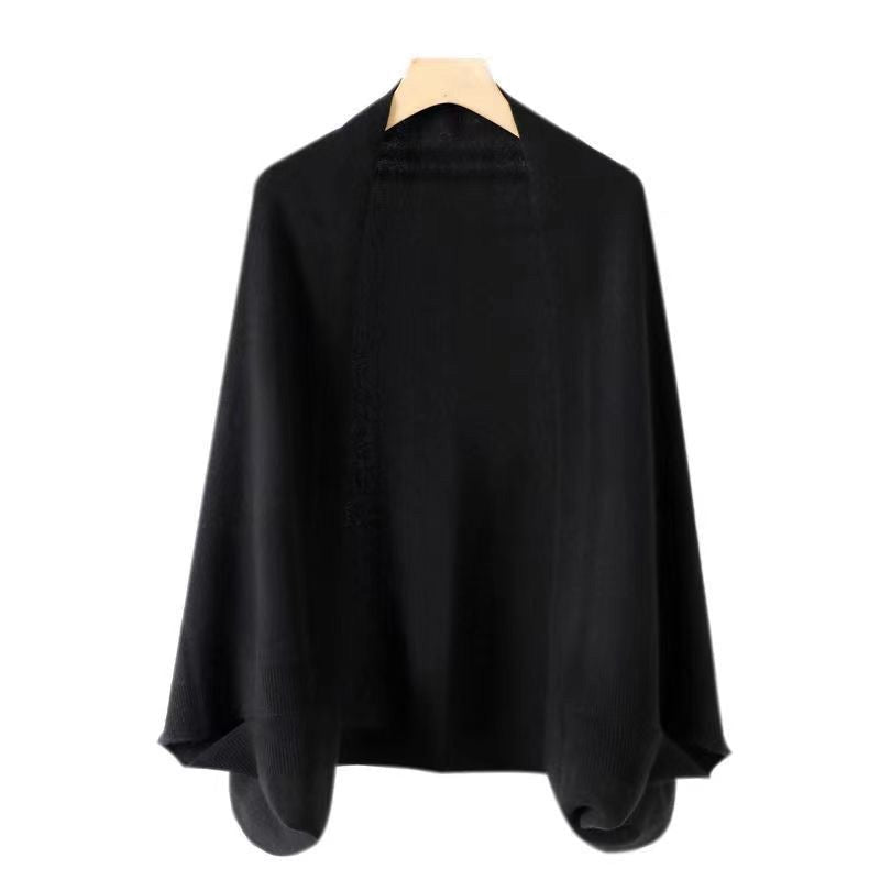 Black Cashmere-Feel Shawl Wrap Scarf on hanger