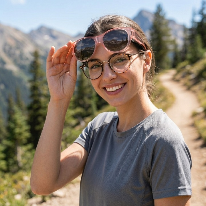 Cat-Eye Clip-On Sunglasses detail view