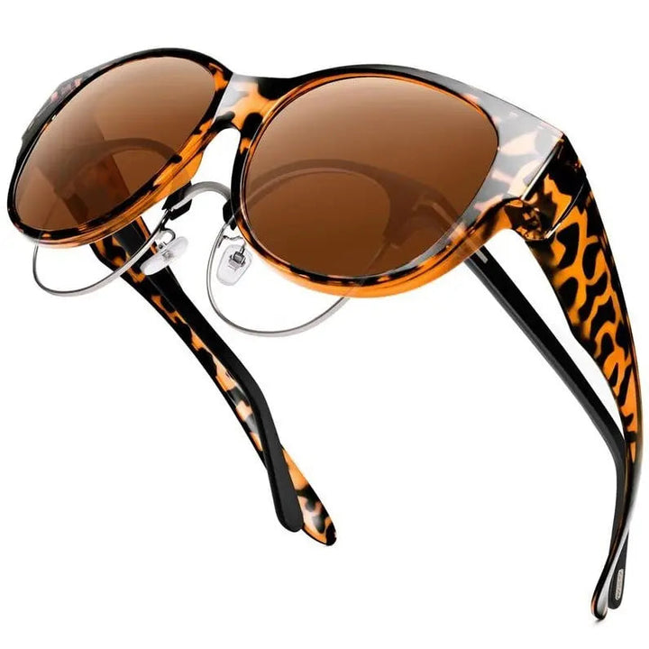 Cat-Eye Clip-On Sunglasses in use