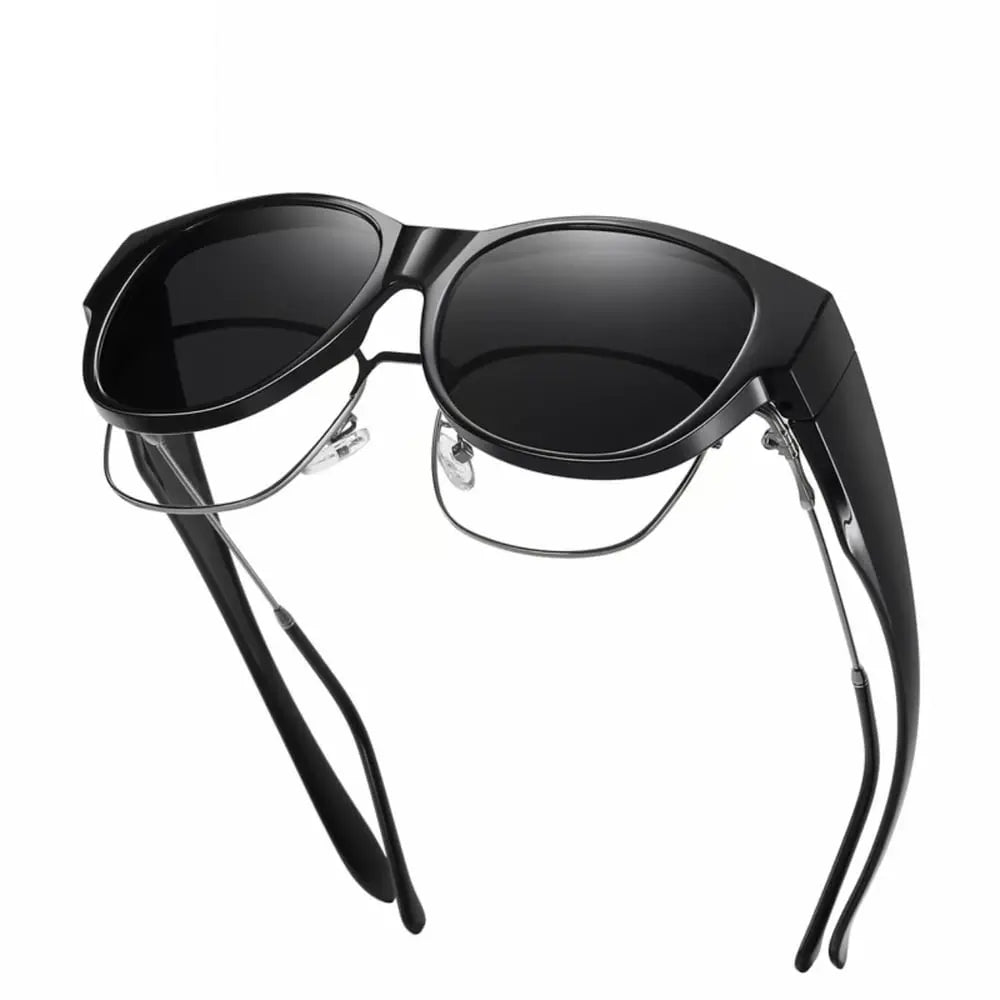 Cat-Eye Clip-On Sunglasses on model