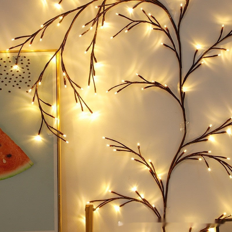 Rattan Vine String Lights wrapped on branch lifestyle