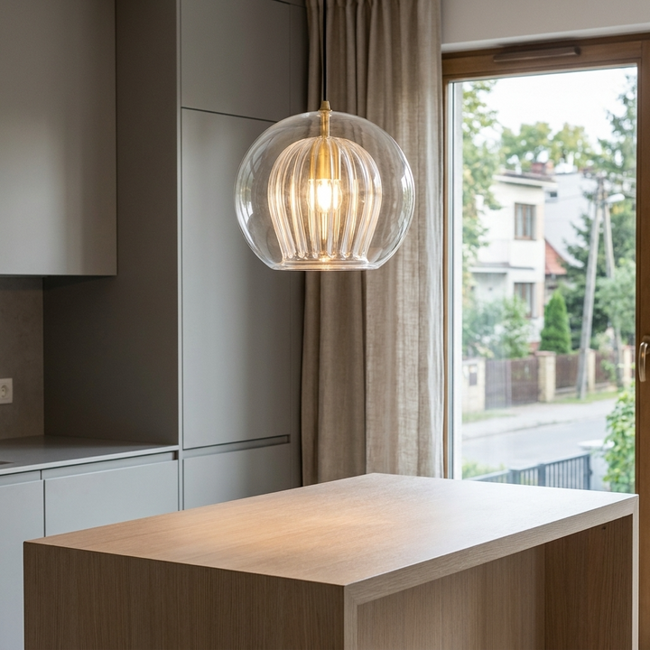 Textured Glass Globe Pendant Light