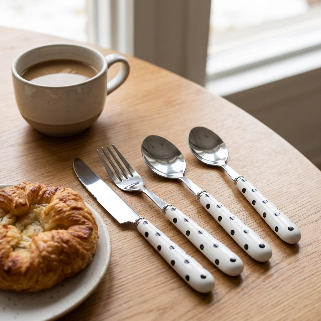 Polka Dot 4-piece ceramic handle cutlery set