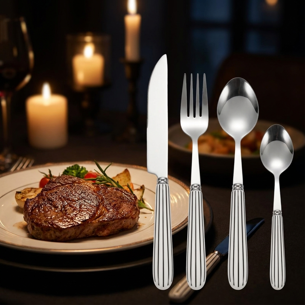 Stripe 4-piece ceramic handle cutlery set
