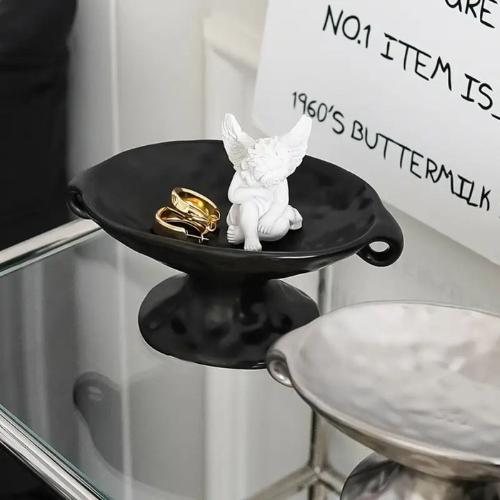 Black Ceramic Pedestal Trinket Dish lifestyle