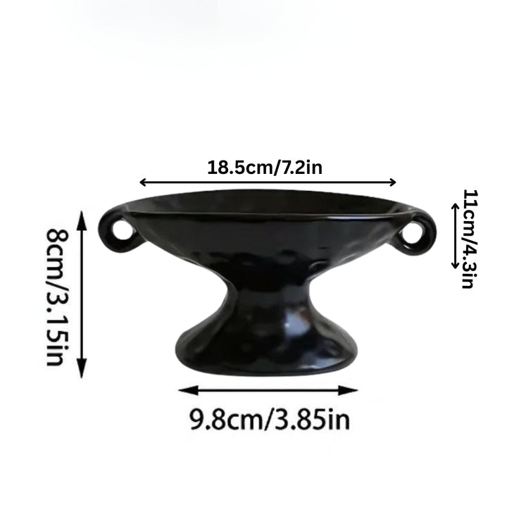 Black Ceramic Pedestal Trinket Dish dimensions view