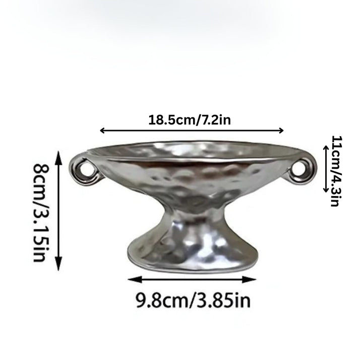 Silver Ceramic Pedestal Trinket Dish dimensions view