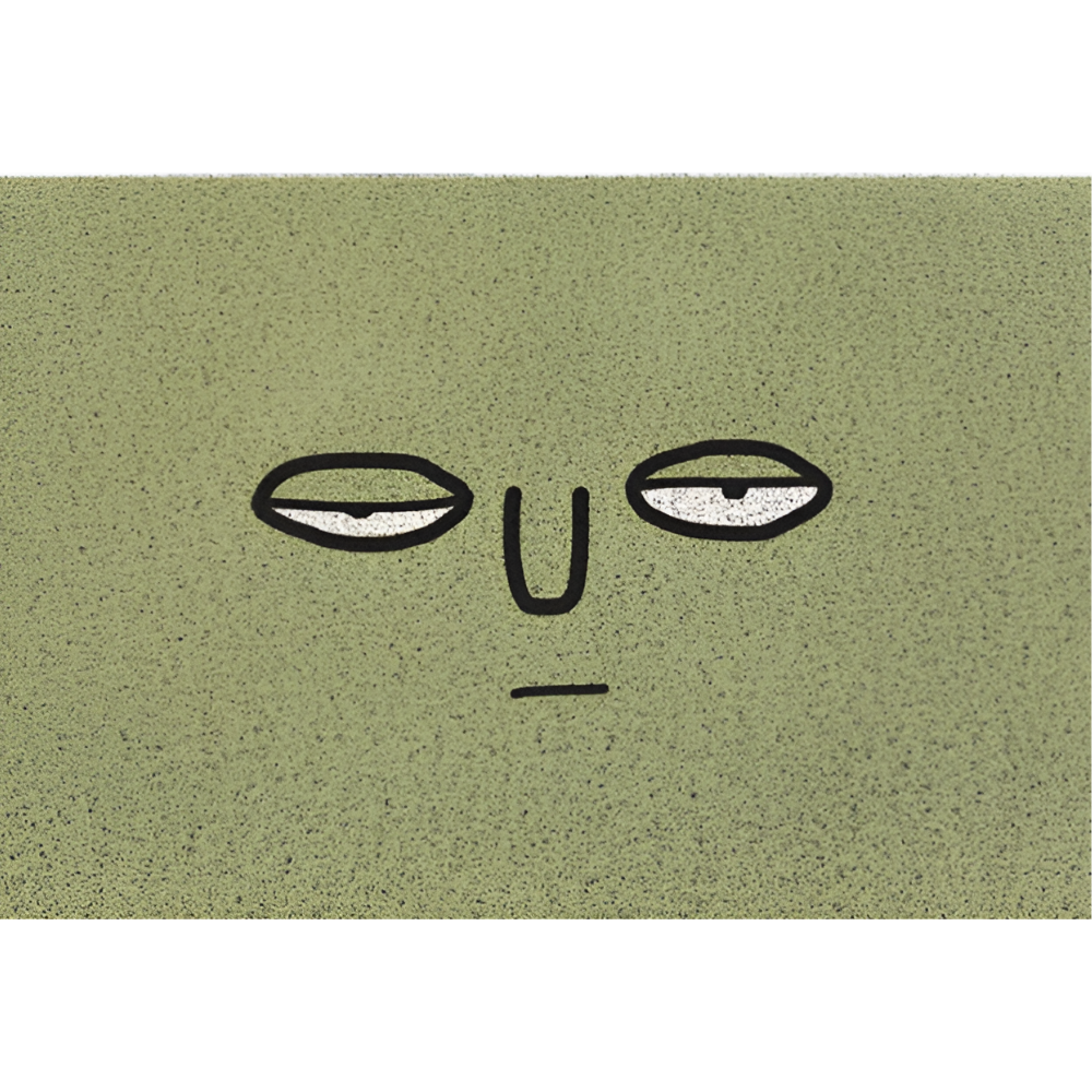 Sage green Cheeky Smiley Print Doormat Small Eyes design