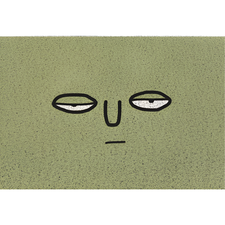 Sage green Cheeky Smiley Print Doormat Small Eyes design