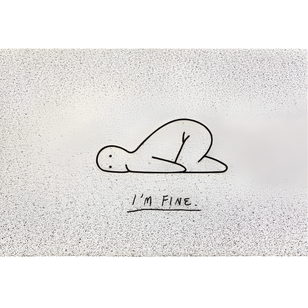 Grey Cheeky Smiley Print Doormat I'm Fine design