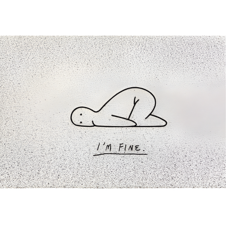 Grey Cheeky Smiley Print Doormat I'm Fine design