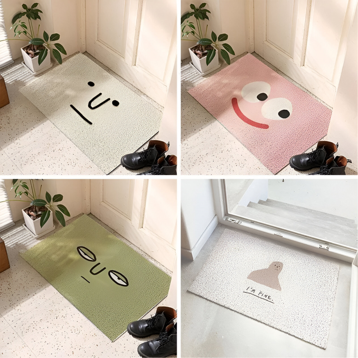 Cheeky Smiley Print Doormat design options at entryway