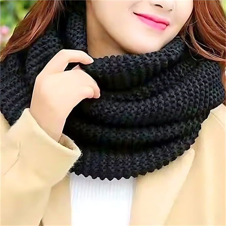 Black Chunky Knit Infinity Scarf worn