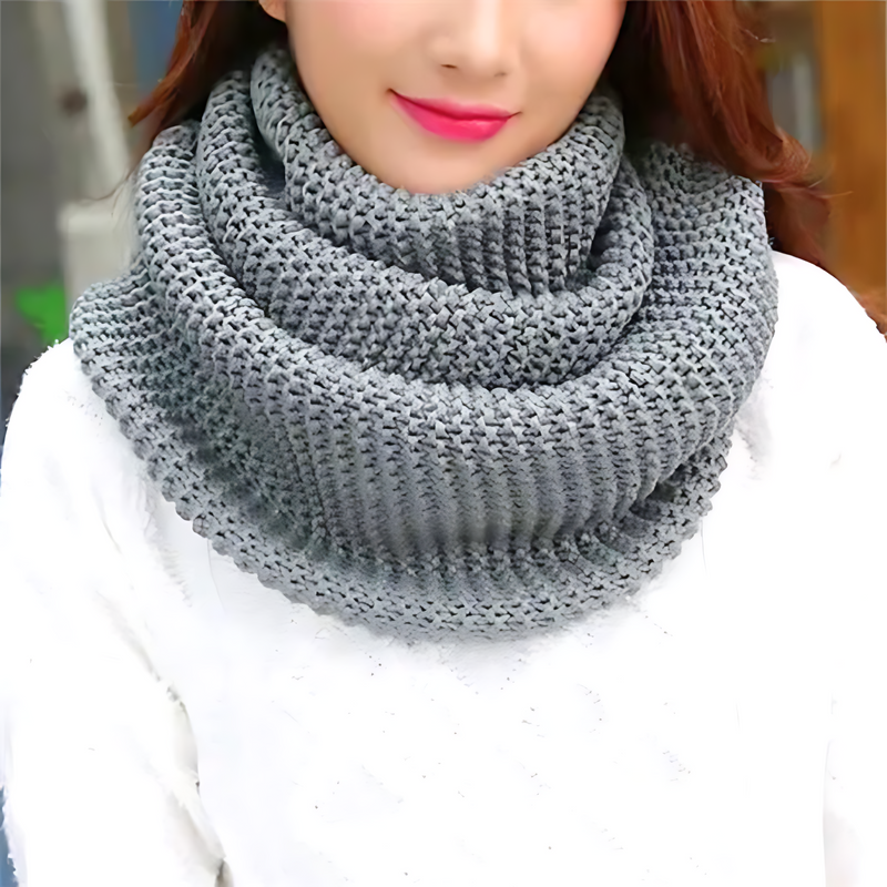 Grey Chunky Knit Infinity Scarf worn lifestyle
