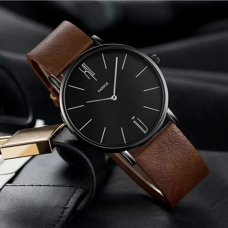 Brown & Black Classic 40mm Leather Watch lifestyle