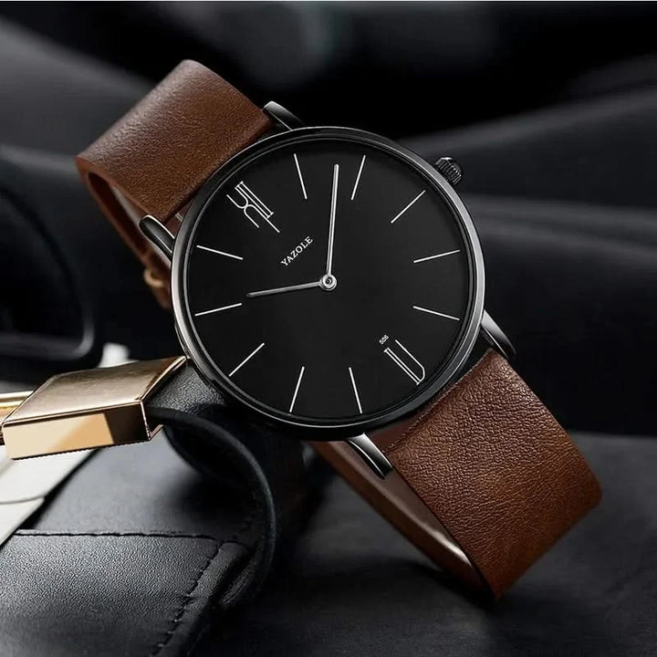 Brown & Black Classic 40mm Leather Watch lifestyle
