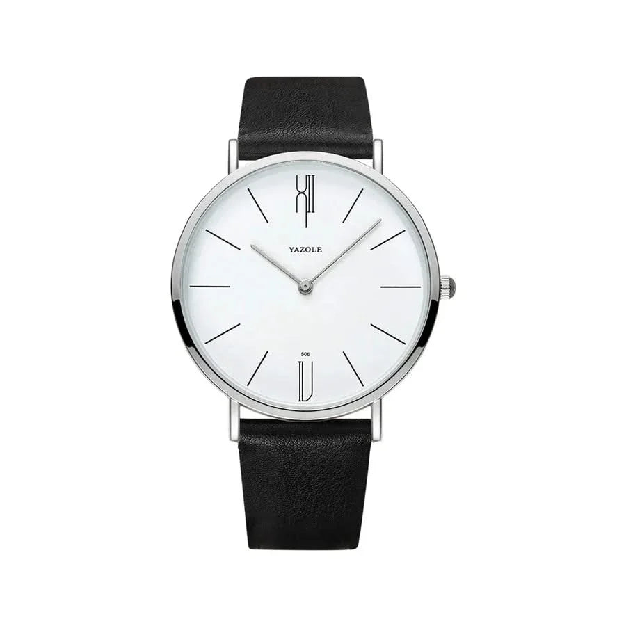 Black & White Classic 40mm Leather Watch front view