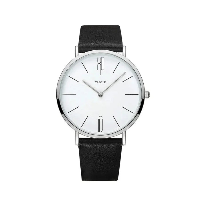 Black & White Classic 40mm Leather Watch front view