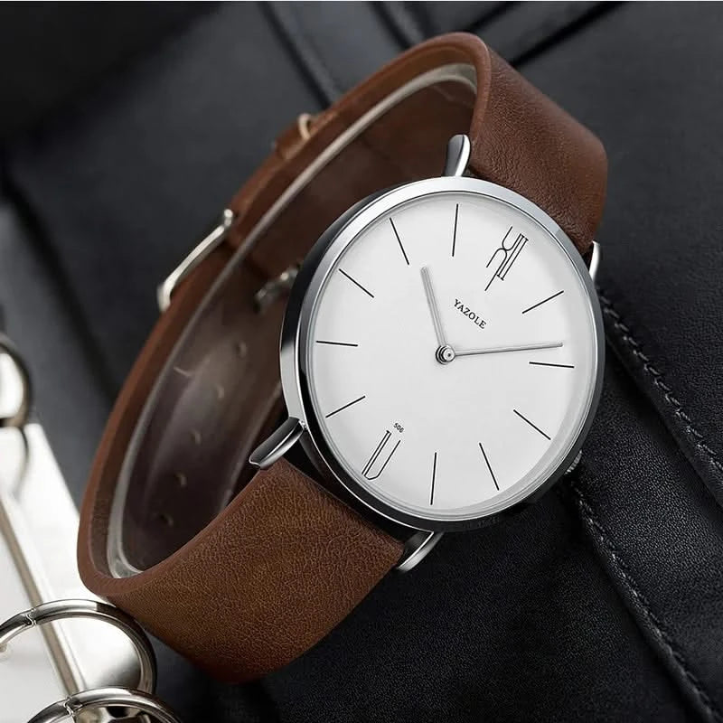 Brown & White Classic 40mm Leather Watch lifestyle