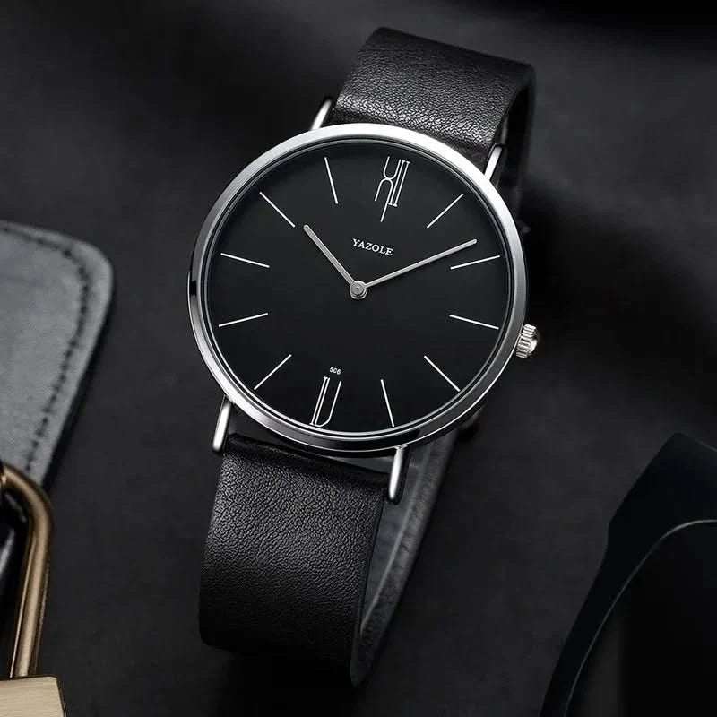 Black & Black Classic 40mm Leather Watch lifestyle