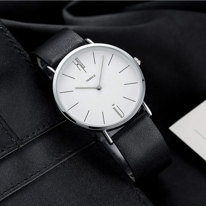 Black & White Classic 40mm Leather Watch lifestyle