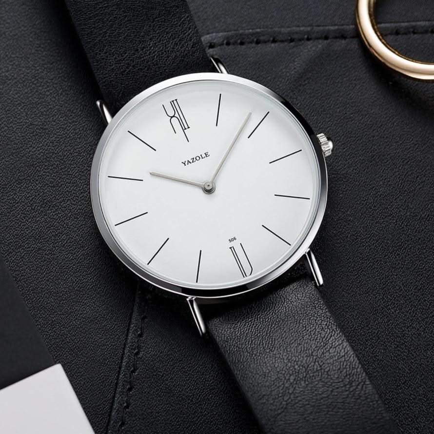 Black & White Classic 40mm Leather Watch dial detail