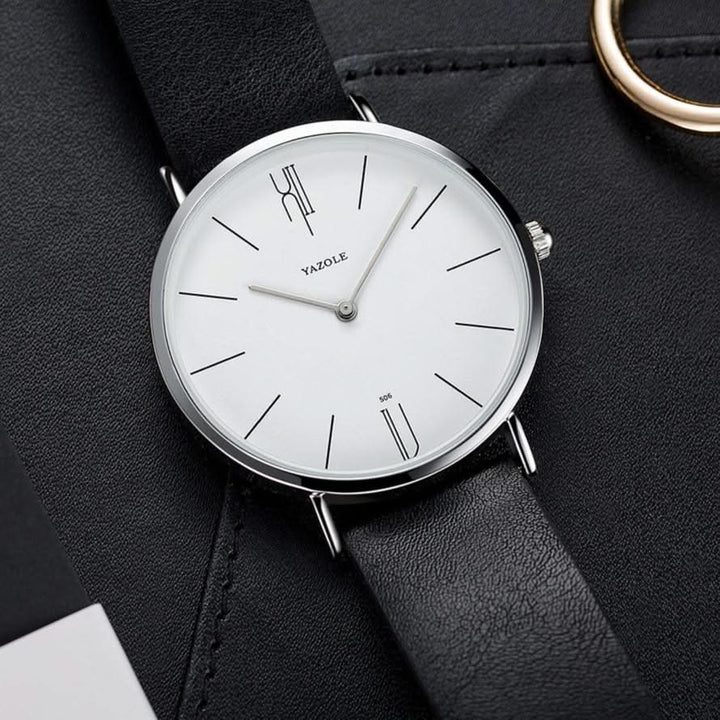 Black & White Classic 40mm Leather Watch dial detail